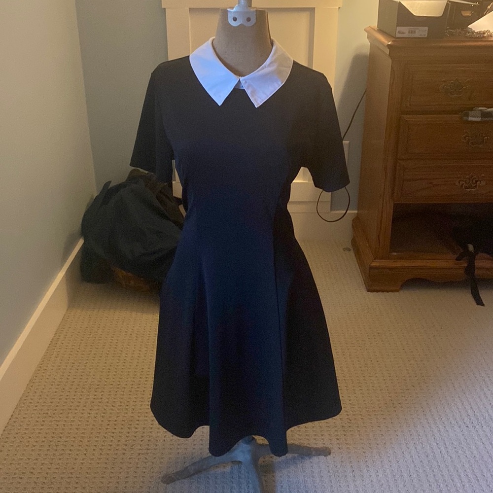 Allegra K black collared goth girls dress